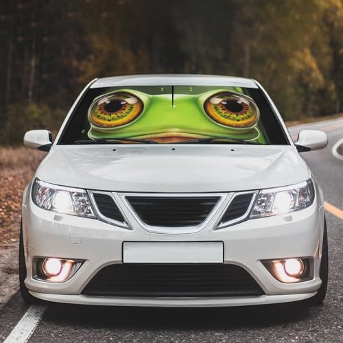 Funny Frog Car Windshield Sunshade Umbrella Frog Eye Umbrella (57X31 Inch / Color-FROG1)