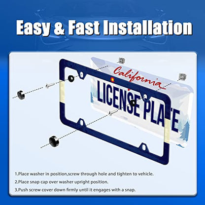 Colorado State Flag License Plate Frame License Plate Stainless Steel Parts Funny License Plate Decorative with Screws Size 12.3" x 6.3" for Men Women (Colorado State Flag)