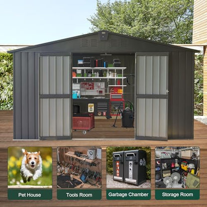 Domi Outdoor Storage Shed 11' x 12.5' (11' x 12.5' Gable Roof / Dark Gray)