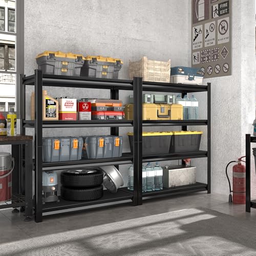 40in Wide Garage Shelving Heavy Duty (40"W×16"D×72"H / Black)