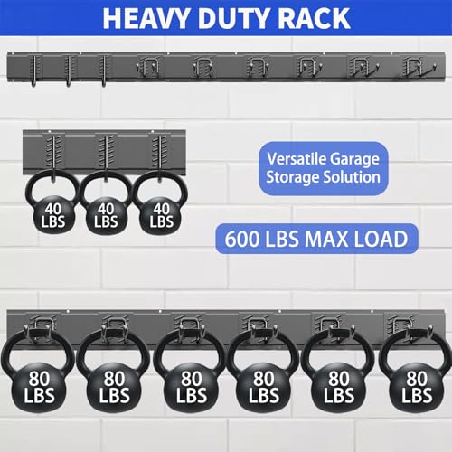 Garage Tool Organizer Wall Mount (48" - 9 Hooks)