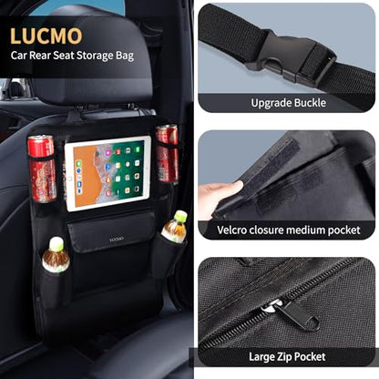 Car Backseat Organizer with Touch Screen Tablet Holder (Black / 1 Pack)