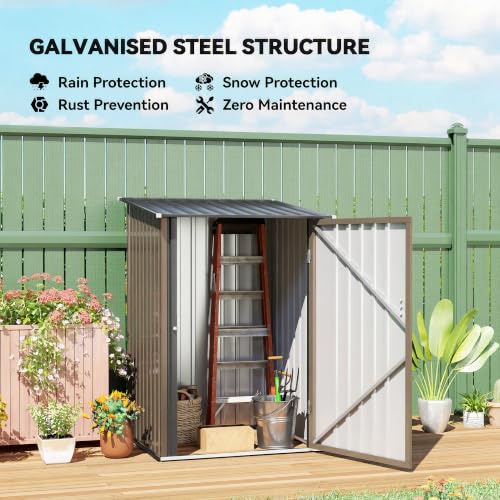 3.3' x 3.4' Outdoor Storage Shed Sloping Roof Lockable Door Brown (Brown / 3.3' x 3.4')