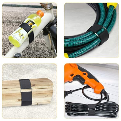 1.5"x32ft Hook and Loop Straps with 30 Metal Buckles (1.5in x 32ft Black)