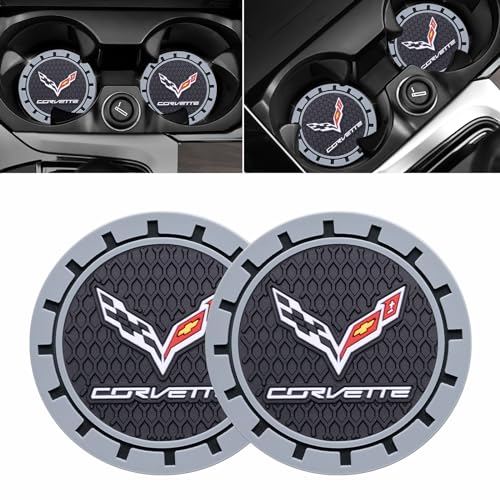 Car Cup Holder Coaster for Corvette C4 C6 C5 C7 C8 Z06 Recessed Silicone Cupholder Coaster Interior Accessories 2.75in 2Pack (Gray-03)