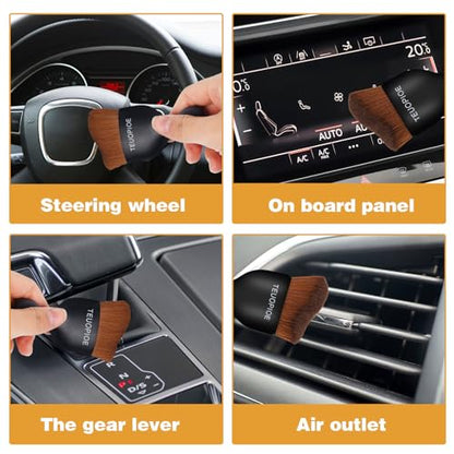 Car Detailing Brush for Interior Dusting and Air Vents (Bronze)