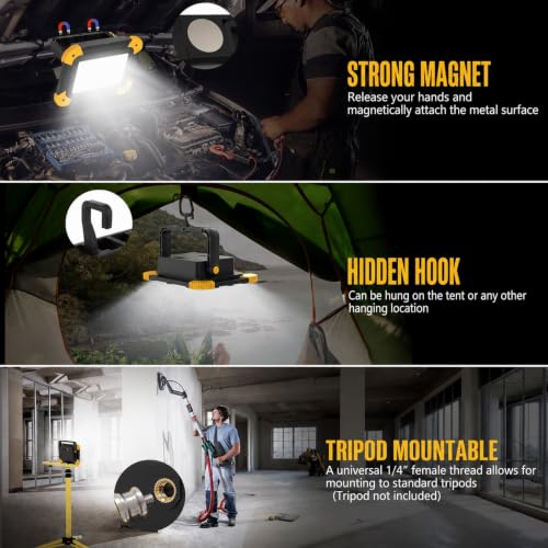 2 Pack Magnetic LED Work Lights (Black + Yellow (2 Pack))