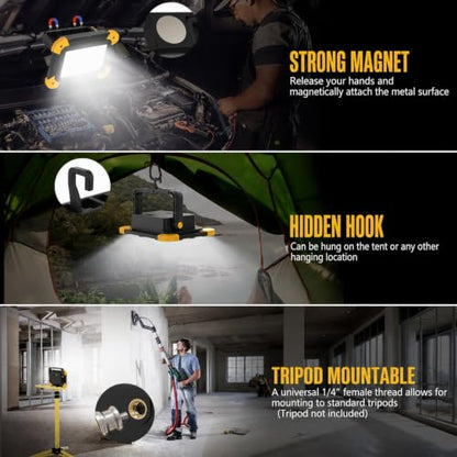 2 Pack Magnetic LED Work Lights (Black + Yellow (2 Pack))