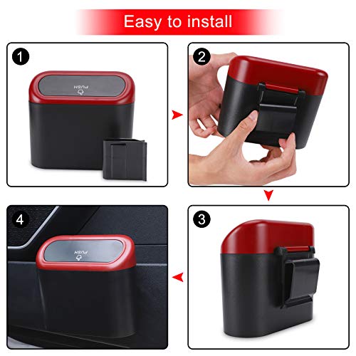 Car Trash Can with Lid (Black/Red Lid)