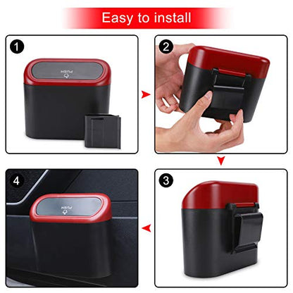 Car Trash Can with Lid (Black/Red Lid)