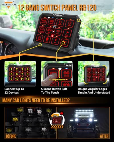 12 Gang Switch Panel RB120 Toggle Momentary Pulsed RGB Dimmable (RB120-TWO SIDED OUTPUT-WITHOUT APP)