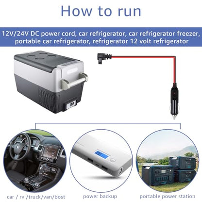 12V 24V Car Refrigerator Power Cord is Compatible with Alpicool (1 Set Car Refrigerator Power Cord)