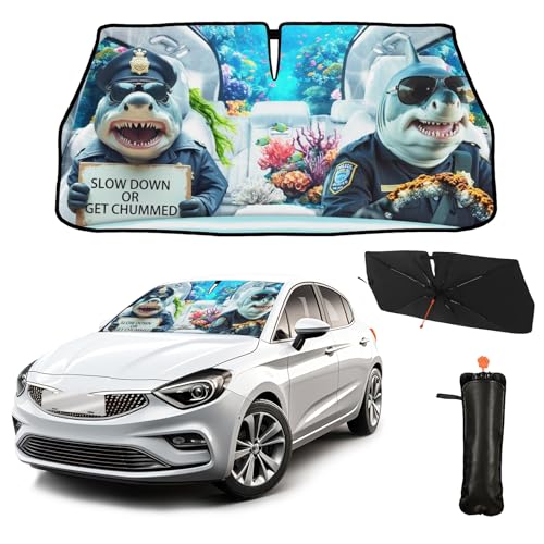Funny Animal Car Windshield Sun Shade Umbrella (Sharks-4)