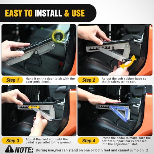 Car Door Step Universal Aluminum Latch Step for Car Roof Access Portable Folding Car Door Latch Hook Step Multi (Black)
