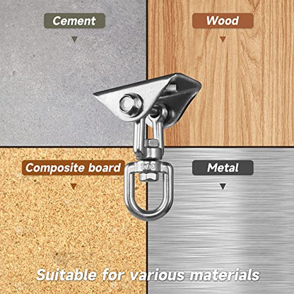 Heavy Duty Swing Hangers for Wooden Sets 2000 LB Capacity Hammock Hanger 360 Swivel Stainless Steel Swing Hardware Accessories 2 Packs for Porch Playground Yoga Heavy Bag (Silver / 2 Packs)