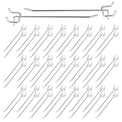 50Pcs 8" 20CM Pegboard Hooks Assortment Set (8 Inches / Silver)