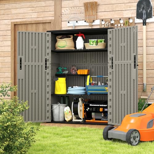 57 Cu.Ft Outdoor Storage Shed Weather Resistant (Brown / Tall Shed-47 cu ft)