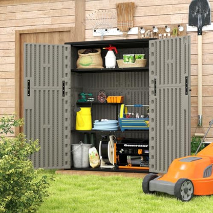 57 Cu.Ft Outdoor Storage Shed Weather Resistant (Brown / Tall Shed-47 cu ft)