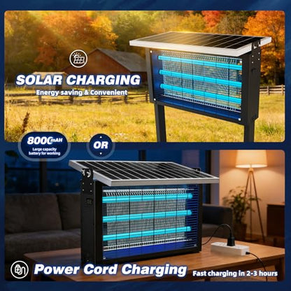 Heavy Duty Solar Bug Zapper for 8000 sq.ft with 30W Solar Panel (30W for 8000 sq.ft)