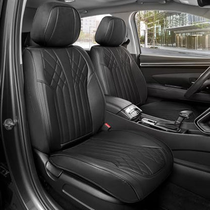 Curated Suede Diamond Leather Seat Covers for Cars & SUVs (Black (Suede Diamond) / Front Seats)