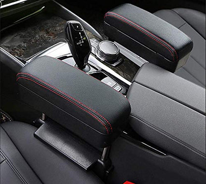 Car Armrest Box Adjustable Pad Refit Car Central Lift Armres Storage Organizer Box Arm Rest (Black red line)