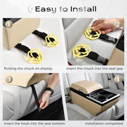 Universal Car Center Console with Wireless Charging & Cup Holder (Wireless Charging / Beige)
