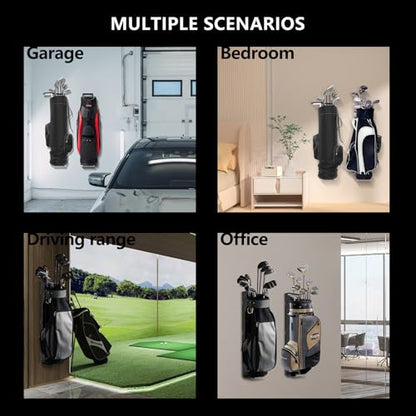 Wall Mount Golf Bag Storage Rack (Black)