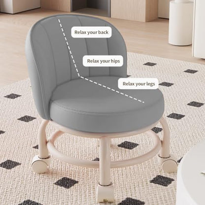 Low Rolling Stool with Backrest (Grey)