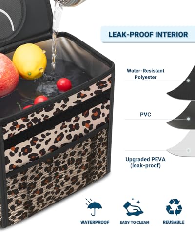 Car Trash Can with Lid (3 Gallons / Leopard)