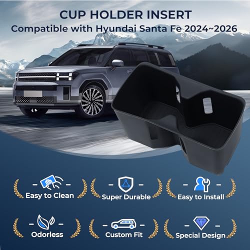 Cup Holder Insert for Hyundai Santa Fe 2026 2025 2024 (Cup Holder for 2024-2026 Santa Fe)