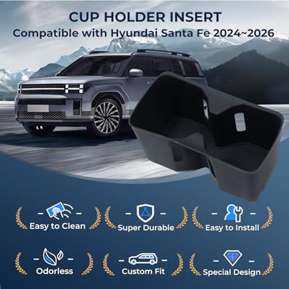 Cup Holder Insert for Hyundai Santa Fe 2026 2025 2024 (Cup Holder for 2024-2026 Santa Fe)