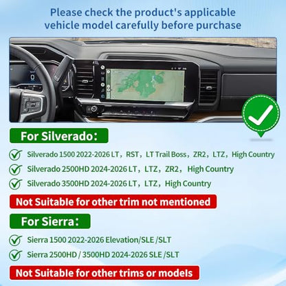 Car Phone Holder Center Console Organizer For Chevrolet Silverado 1500 2022 (for Silverado / Sierra【13.4" Screen】)