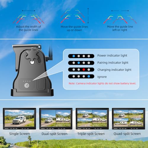 3 Magnetic Wireless Backup Camera with HD 1080P 10" DVR Monitor (10" 3-Cam)