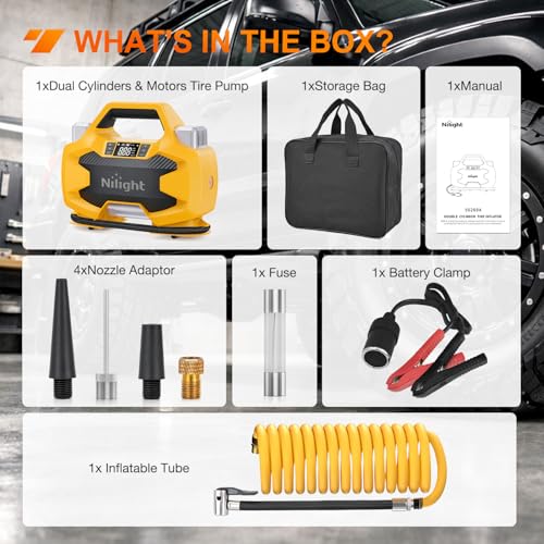 Portable DC 12V Tire Inflator Dual Cylinders and Dual Motors 150PSI (Heavy Duty Tire Inflator)