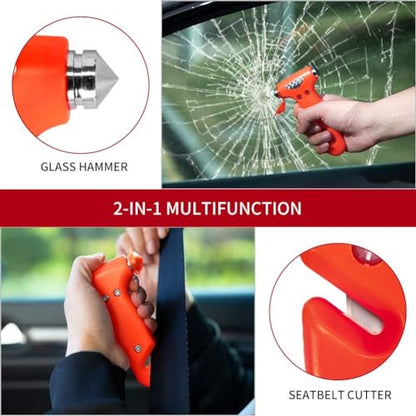 Car Window Breaker Seatbelt Cutter and Emergency Glass Breaker (Red (1 Pack))