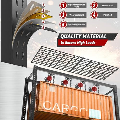 8000LBS Heavy Duty Garage Shelving (77"W x 24"D x 72"H, 4-Tier)