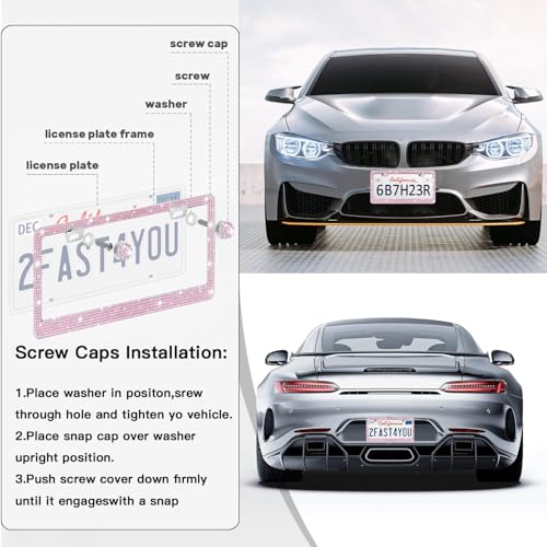 2 Pack License Plate Frames for Women (Pink (2PCS))