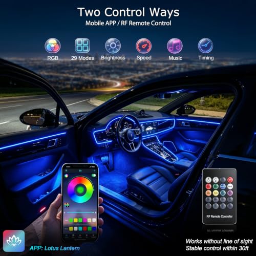 Car Interior LED Lights (6 LED/315 Inches Fiber Optic)