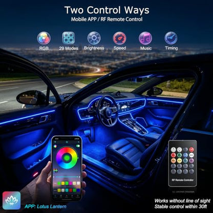 Car Interior LED Lights (6 LED/315 Inches Fiber Optic)