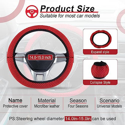 Elastic Stretch Steering Wheel Cover (Red)