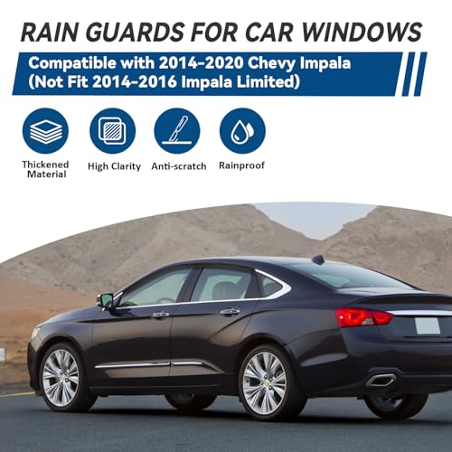 4pcs Window Visors Rain Guards for 2014 (2014-2020 Impala)