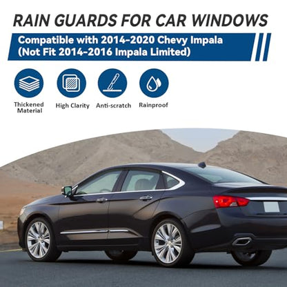 4pcs Window Visors Rain Guards for 2014 (2014-2020 Impala)