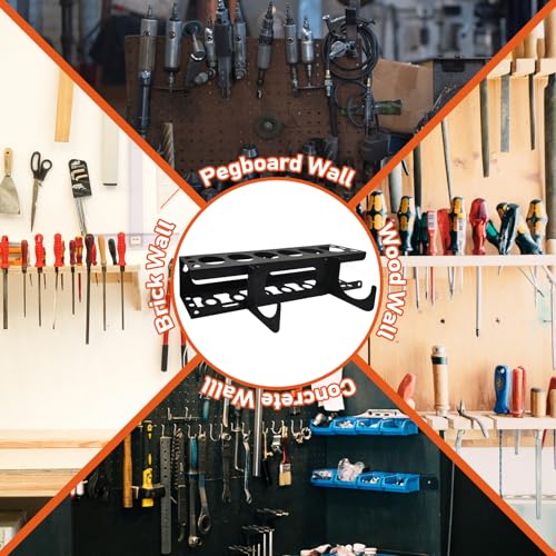 Wall Mount Caulking Gun Rack Holds 6 Caulk Tubes & Nozzles (Black)