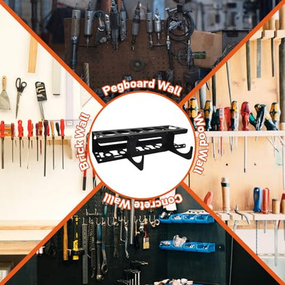 Wall Mount Caulking Gun Rack Holds 6 Caulk Tubes & Nozzles (Black)