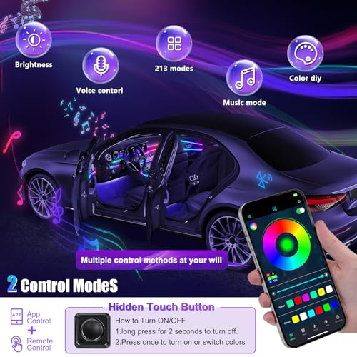 Acrylic Interior Car LED Strip Light with Wireless APP (dreamcolor 10 in 1)
