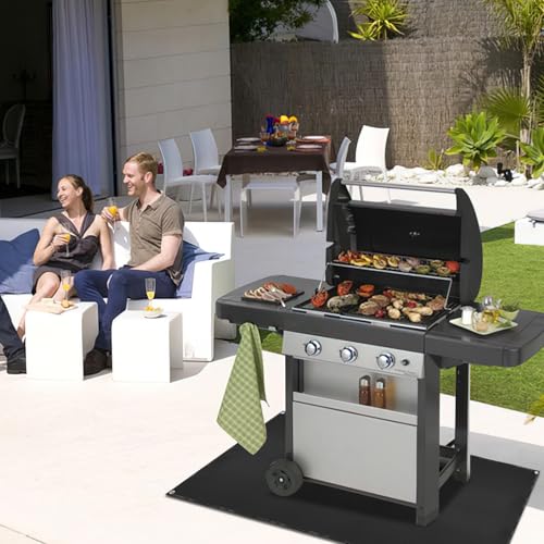 Under Grill Mat for Outdoor Grilling (Rectangular/Black / 70"L x 48"W)