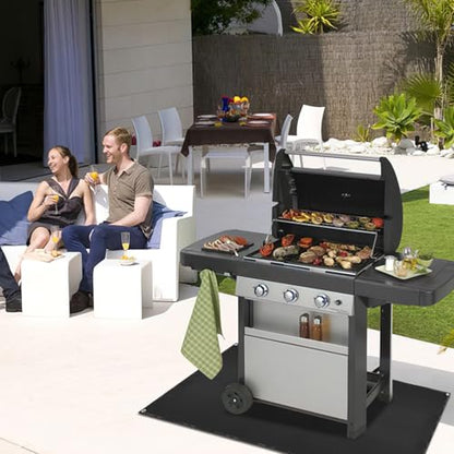 Under Grill Mat for Outdoor Grilling (Rectangular/Black / 70"L x 48"W)
