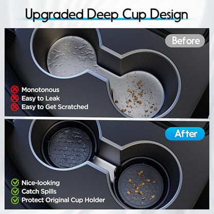 2 Pack Car Cup Coaster Silicone Spill (Black Solid / 2 Pack)