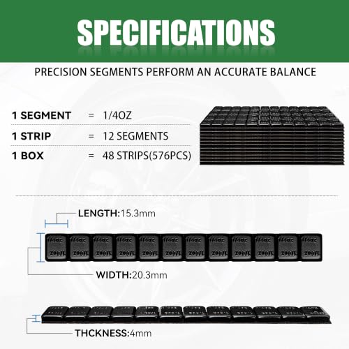 1 4 Oz Black Stick on Wheel Weights (0.25oz-576PCS / Black)