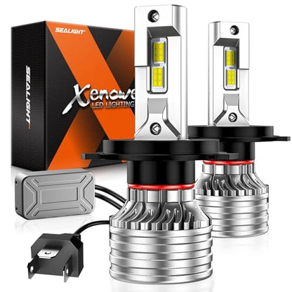 H4 Bulbs, 120,000LM 17X Brightness, 9003 HB2 H4 6500K Cool White LED Bulbs, IP68 Waterproof 80000Hrs Lifespan, No Flickering, 1Mins Installation, Tail Light Assemblies, 2 Pack (White / H4)